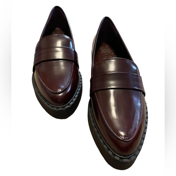 Vince Camuto Women's Echika Leather Platform Lug Loafers Bordeaux Size 7.5 New - Picture 11 of 11